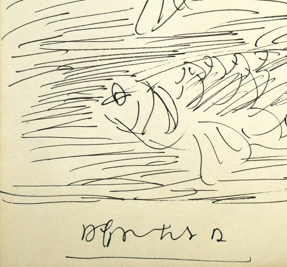 木田金次郎「鮒(「十狼記」表紙原画)」ペン画・紙 拡大画像3