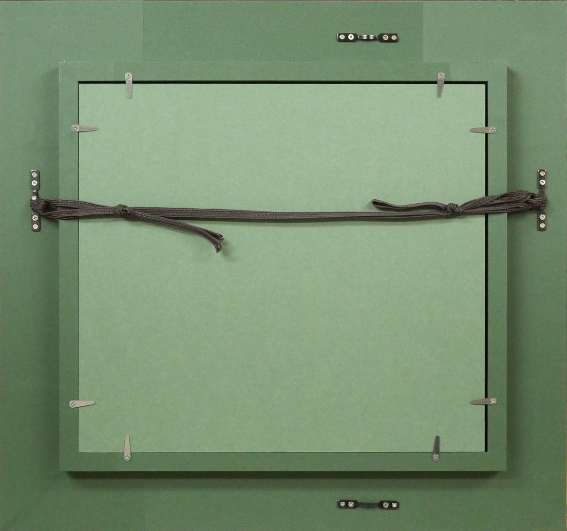 木田金次郎「牡丹(岩内大火前作品)」油絵・金色紙 額縁裏側画像