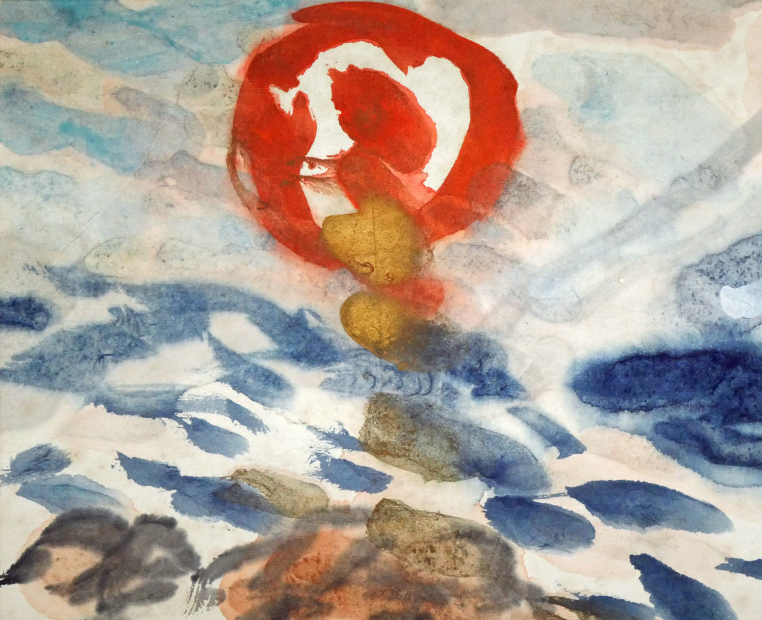 木田金次郎「日の出の羊蹄山」肉筆彩色画・5号 拡大画像1