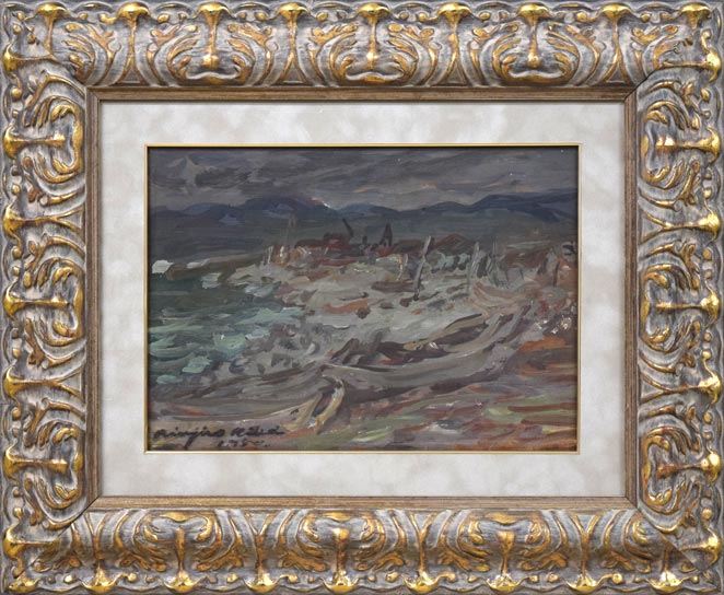 木田金次郎「初秋の海」油絵・変形4号