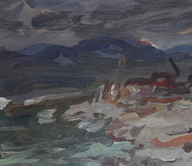 木田金次郎「初秋の海」油絵・変形4号 拡大画像1