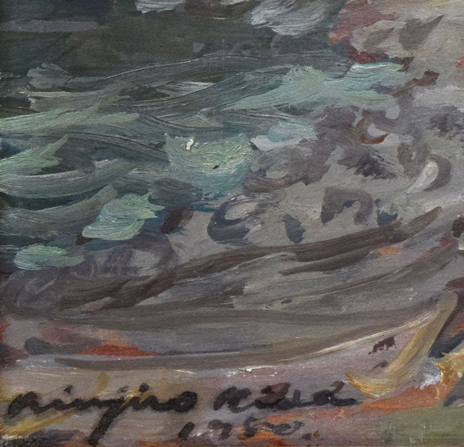 木田金次郎「初秋の海」油絵・変形4号 拡大画像4