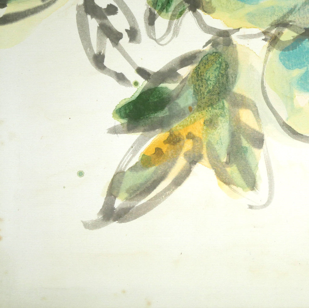 木田金次郎「桃之図」肉筆彩色画・色紙 拡大画像3