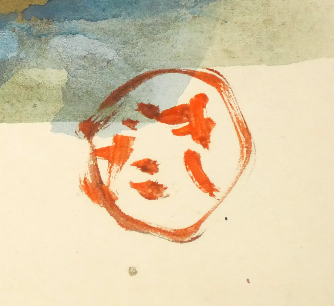 木田金次郎「魚(そい)」肉筆彩色画・色紙 サイン拡大画像