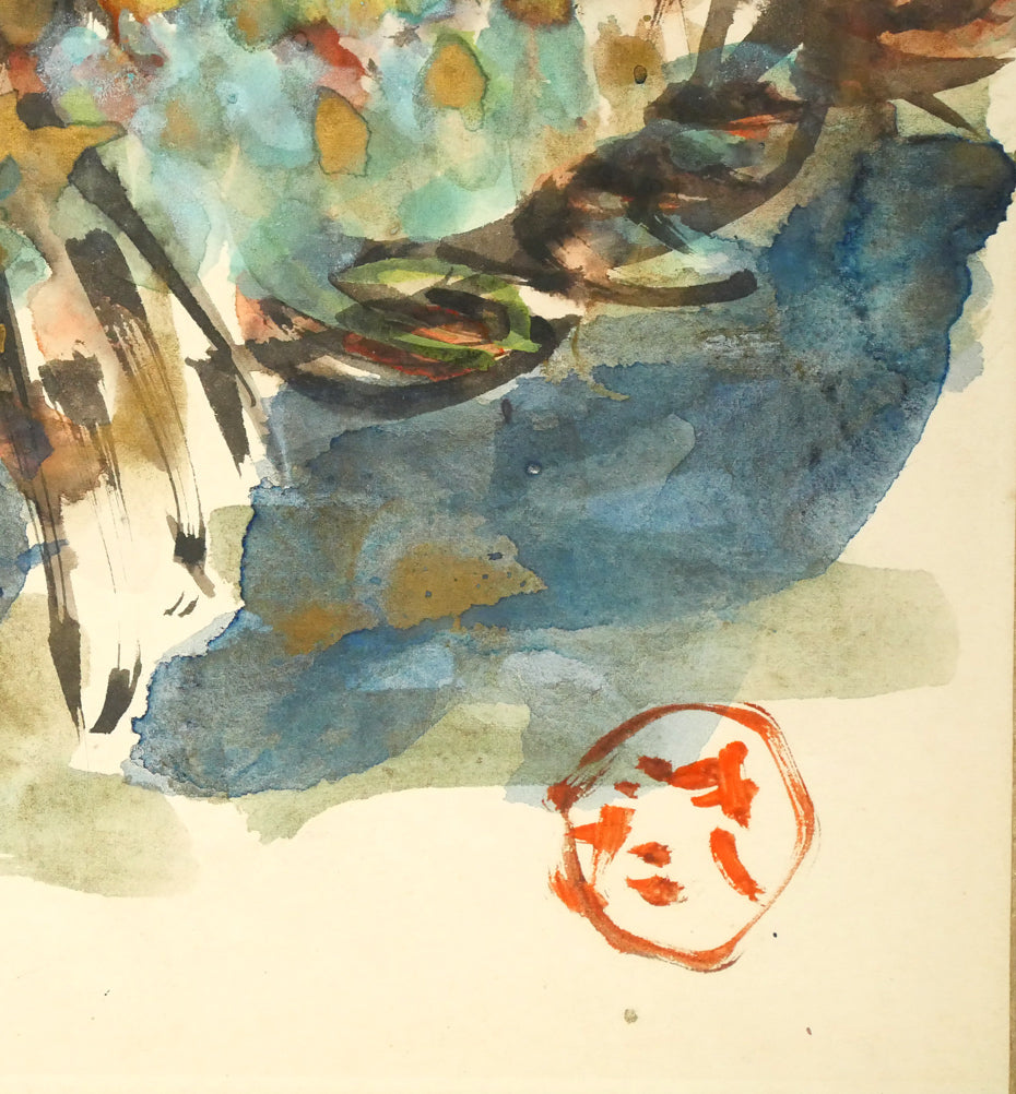 木田金次郎「魚(そい)」肉筆彩色画・色紙 拡大画像4