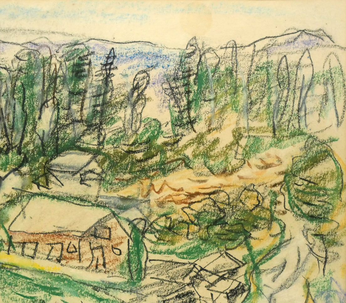 木田金次郎「坂のある風景(画集掲載作品)」クレヨン・紙 拡大画像2