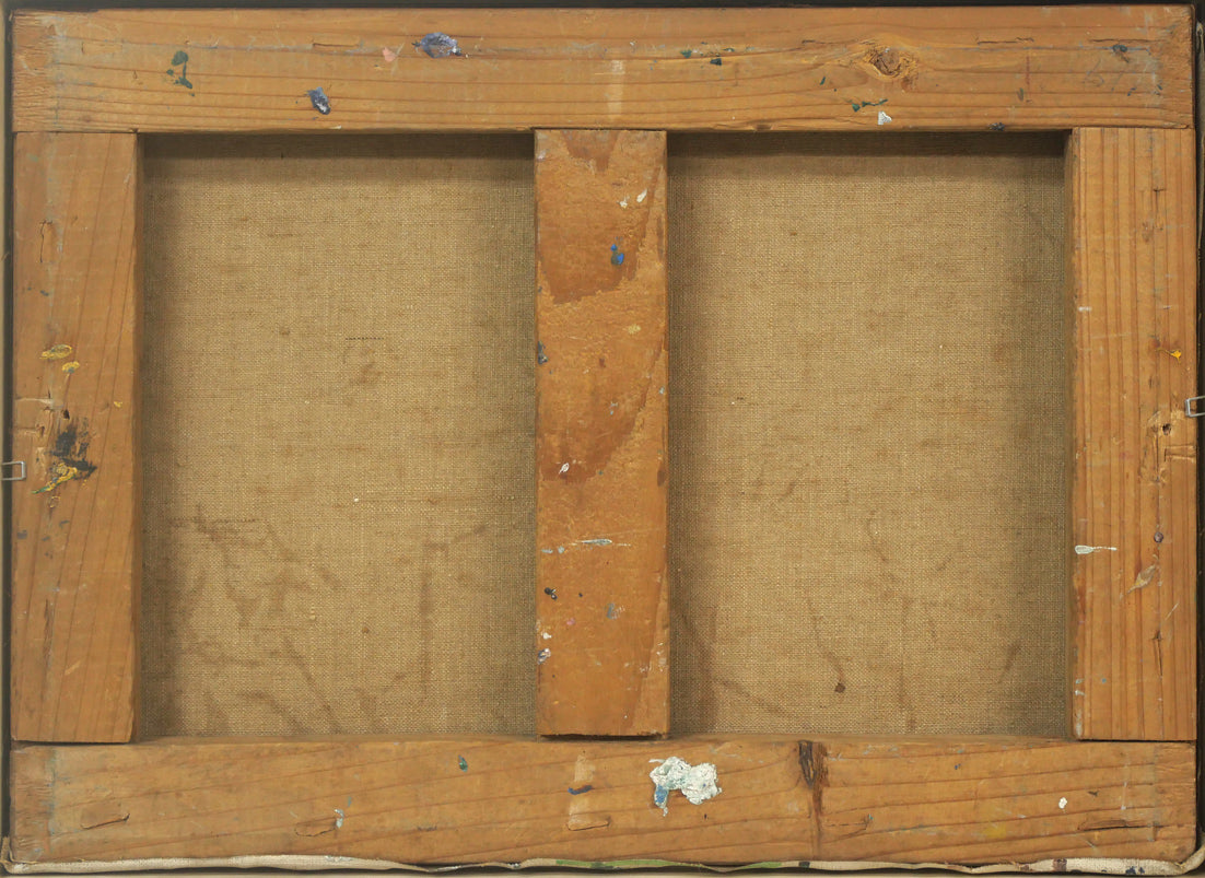 木田金次郎「水仙」油絵・F4号 キャンバス裏側画像