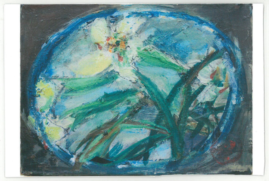 木田金次郎「水仙」油絵・F4号 鑑定証裏画像