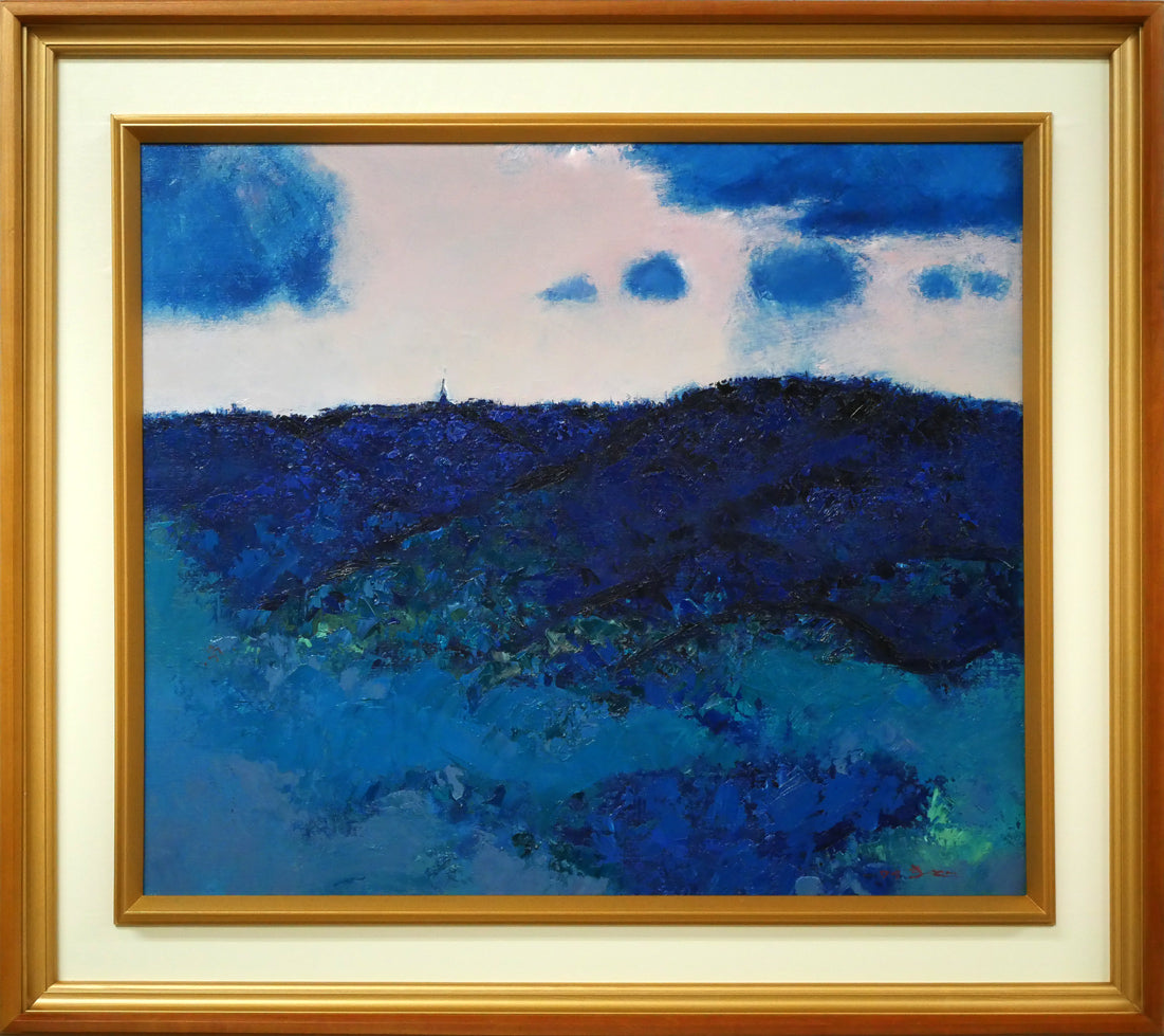 木戸健市「青い丘(三角点)」油絵・F10号