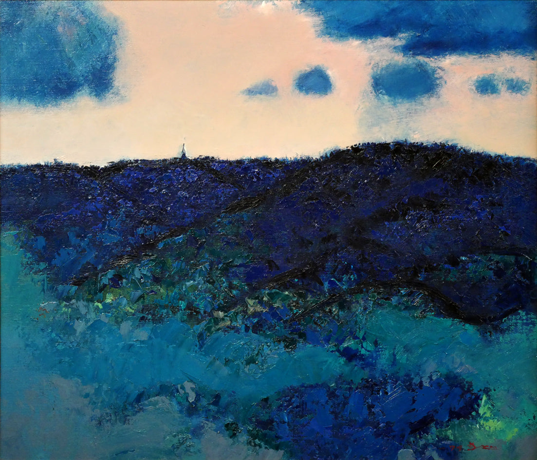 木戸健市「青い丘(三角点)」油絵・F10号 作品全体画像