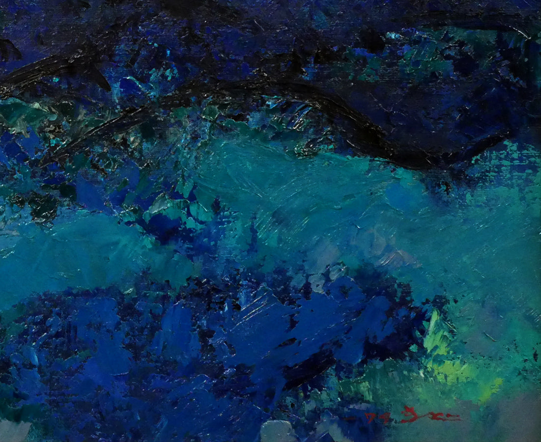 木戸健市「青い丘(三角点)」油絵・F10号 拡大画像5