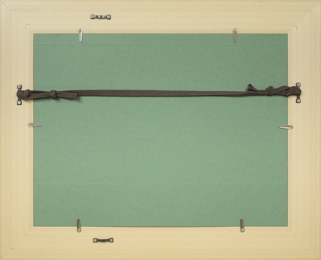 木島務「晩秋(釧路湿原 )」水彩画 額縁裏側画像