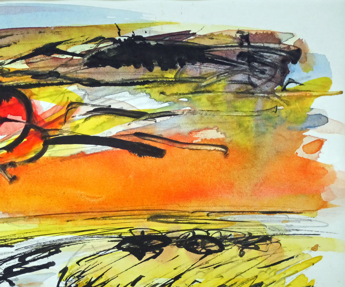 木島務「晩秋(釧路湿原 )」水彩画 拡大画像3