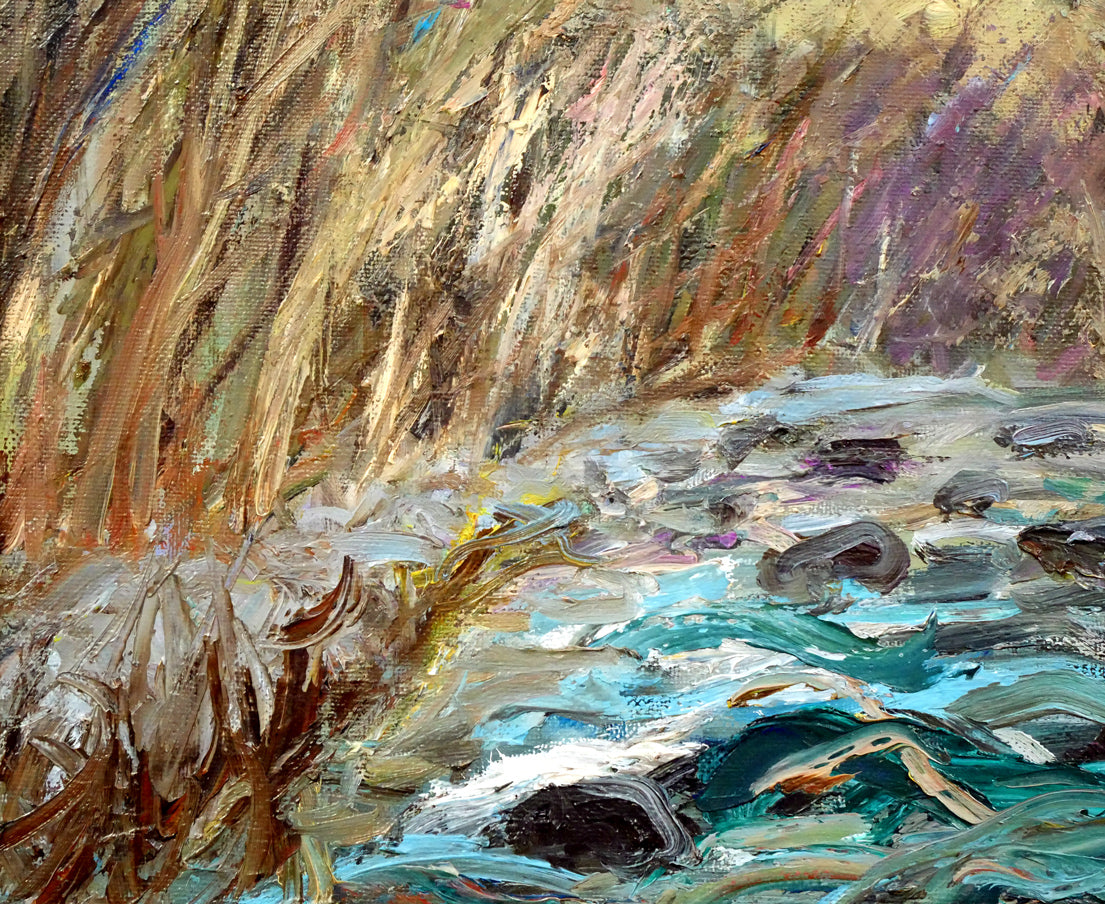 木島務「釧路川」油絵・P10号 拡大画像3