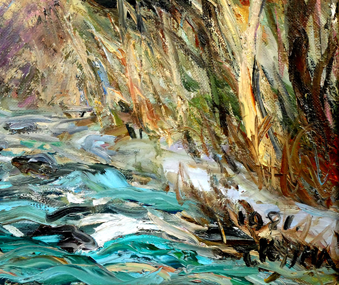 木島務「釧路川」油絵・P10号 拡大画像4