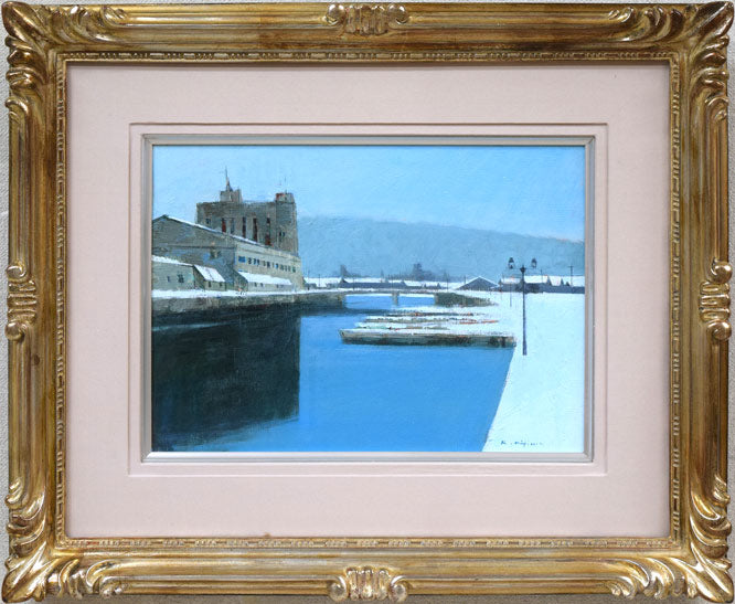 木嶋良治「冬の日(小樽運河)」油絵・F4号