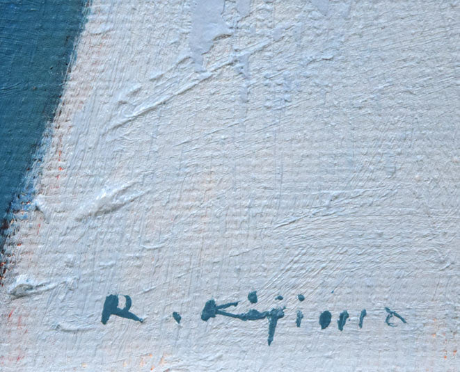 木嶋良治「冬の日（小樽運河）」油絵・F4号　サイン拡大画像
