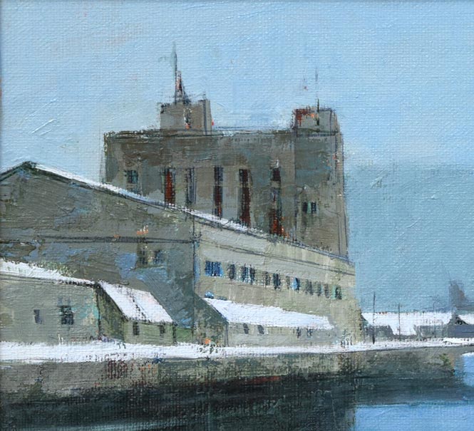 木嶋良治「冬の日(小樽運河)」油絵・F4号 拡大画像1