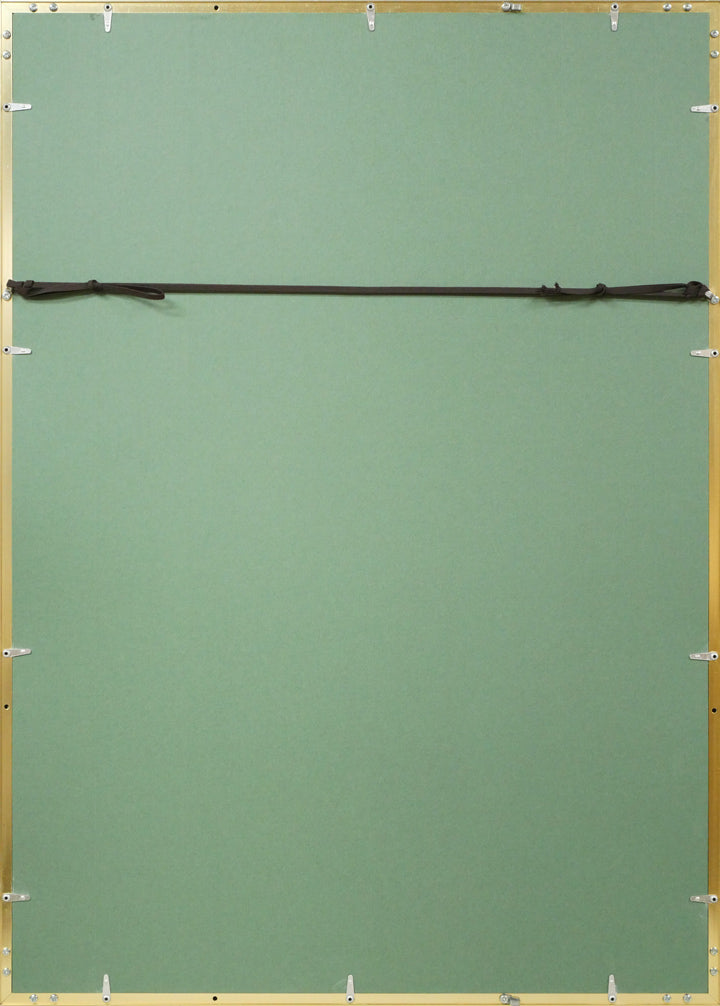 木島務「釧路港(カレンダー)」シルクスクリーン版画に手彩色 額縁裏側画像