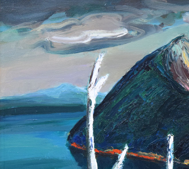 木島務「摩周湖」油絵・F15号 拡大画像1