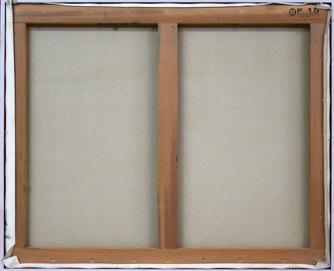 木島務「摩周湖」油絵・F15号 キャンバス裏側画像