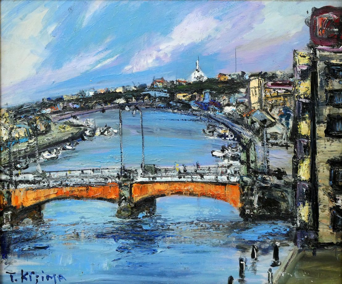 木島務「釧路幣舞橋」油絵・F8号 作品全体拡大画像