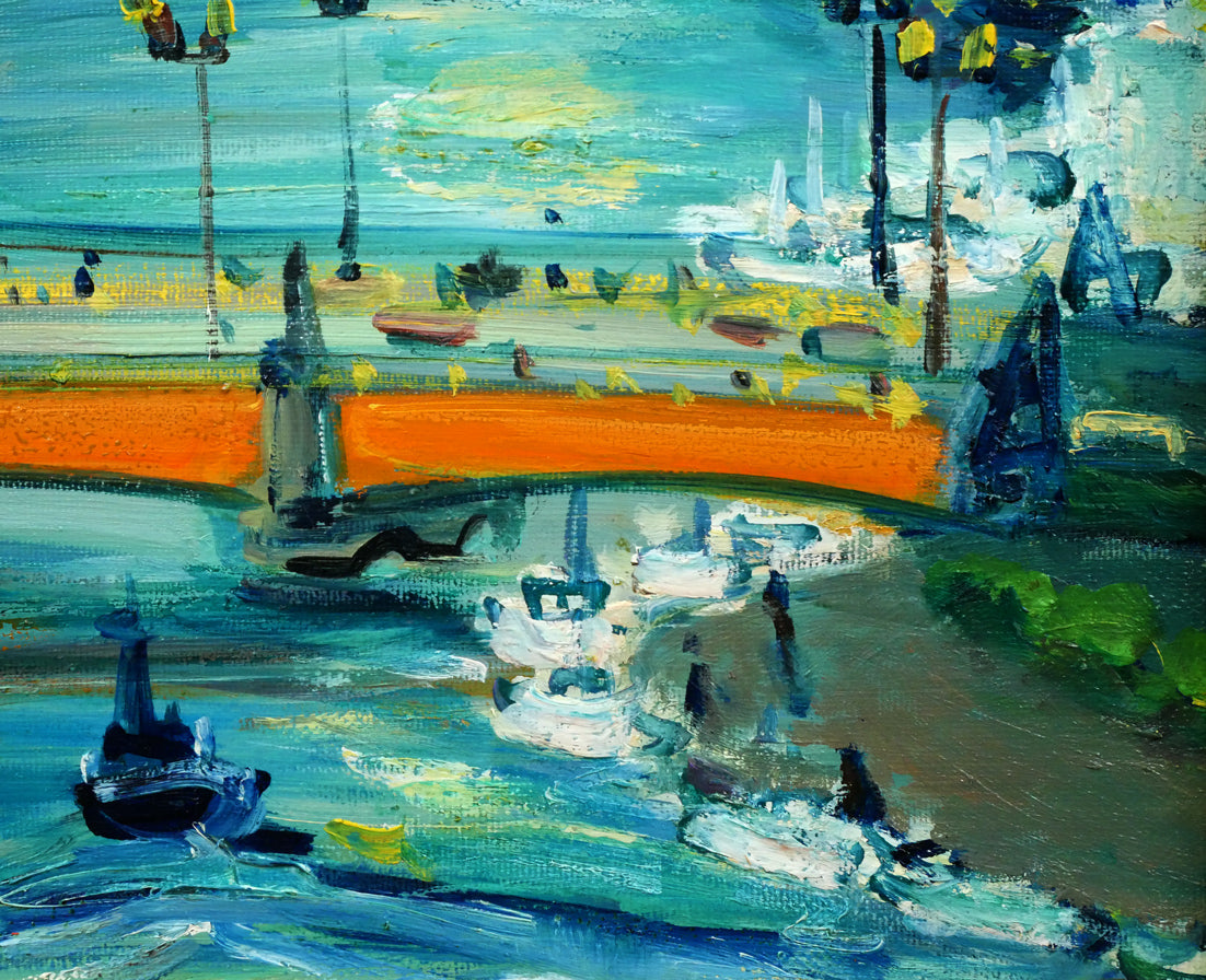 木島務「幣舞橋 (釧路)」油絵・F8号 拡大画像4