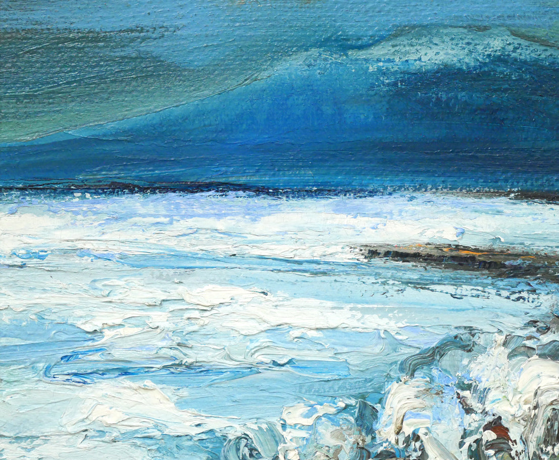 木島務「オホーツク流氷(知床連山)」油絵・F8号 拡大画像1