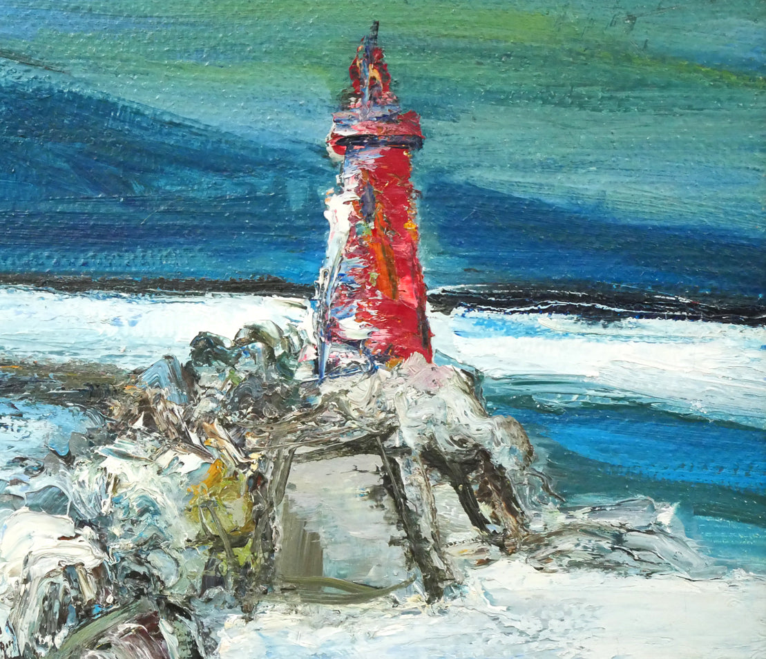 木島務「オホーツク流氷(知床連山)」油絵・F8号 拡大画像3