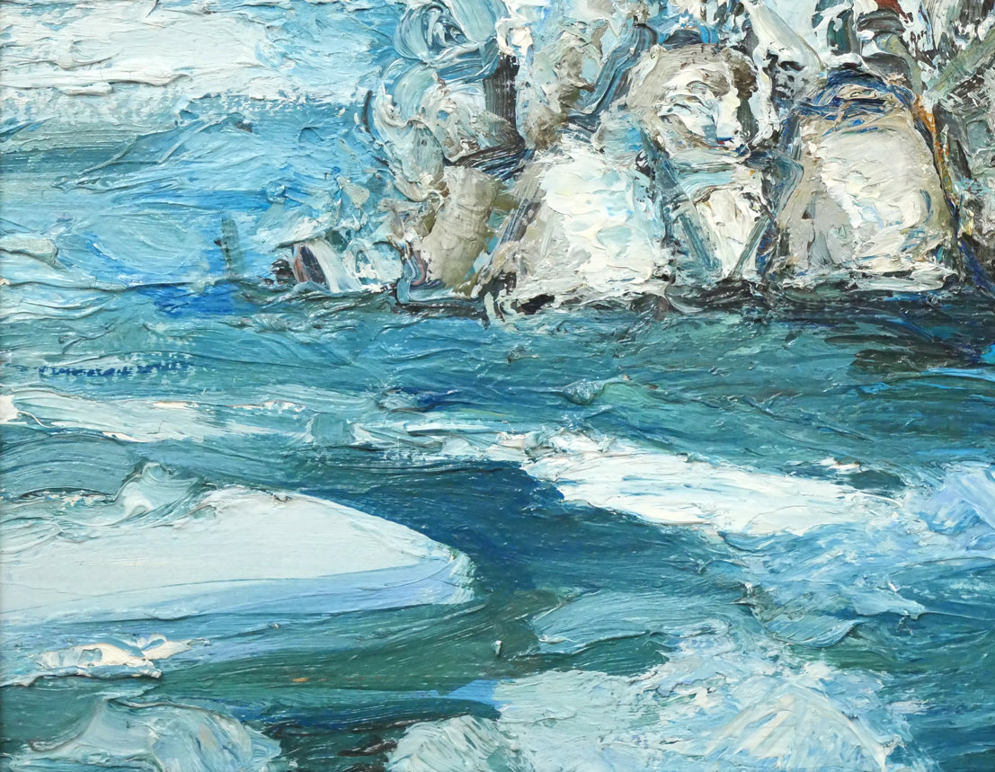 木島務「オホーツク流氷(知床連山)」油絵・F8号 拡大画像4