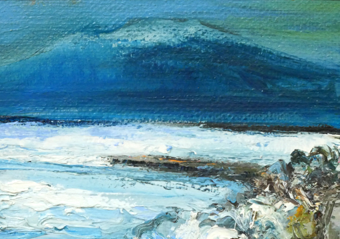 木島務「オホーツク流氷(知床連山)」油絵・F8号 拡大画像2