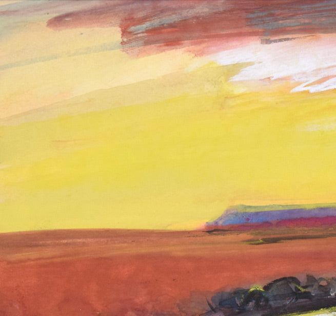 木島務「秋深し釧路湿原」水彩画・色紙 拡大画像1