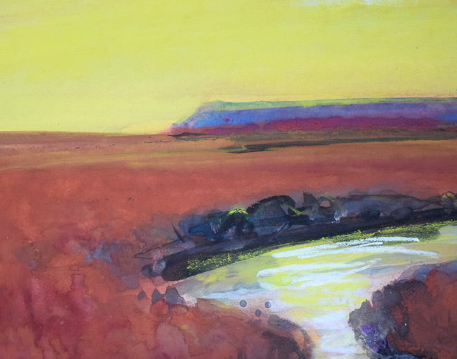 木島務「秋深し釧路湿原」水彩画・色紙 拡大画像4