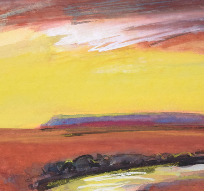 木島務「秋深し釧路湿原」水彩画・色紙 拡大画像2