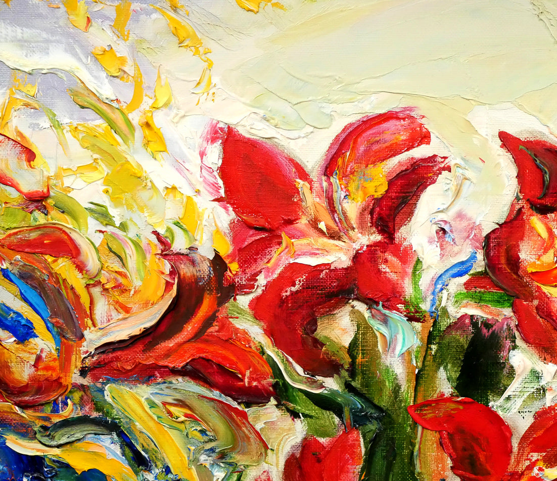 菊地又男「アマリリス」油絵・F8号 拡大画像1