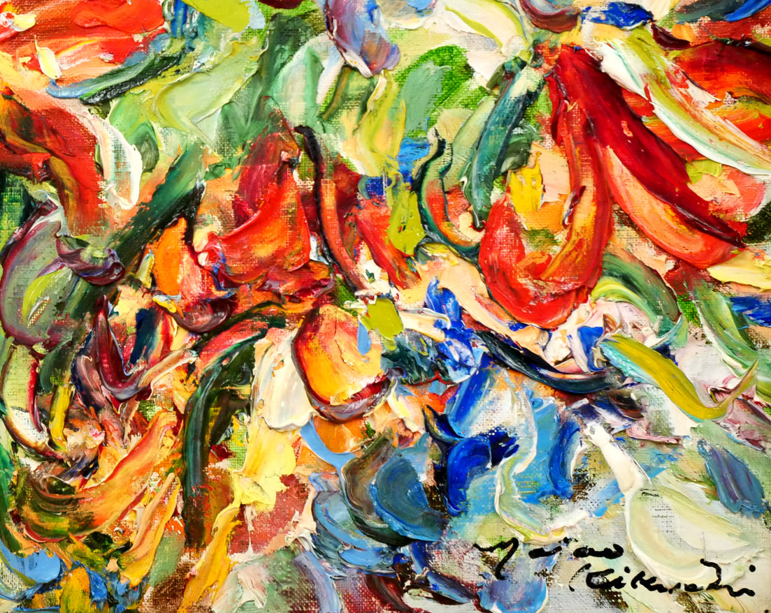 菊地又男「アマリリス」油絵・F8号 拡大画像5