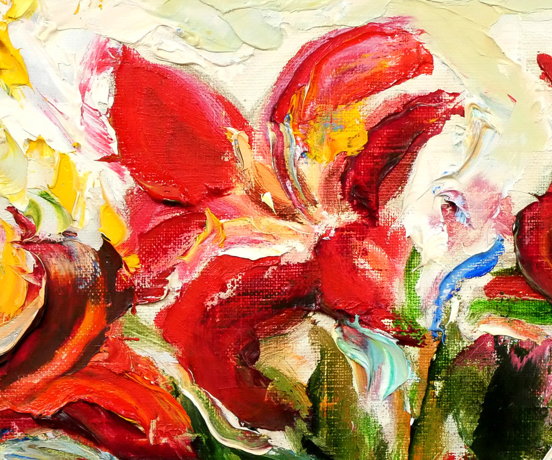 菊地又男「アマリリス」油絵・F8号 拡大画像2