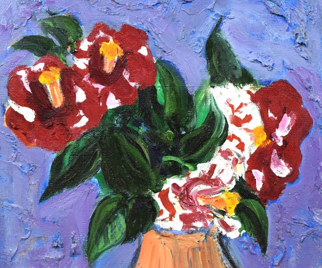 菊地精二「椿」油絵・F8号 拡大画像1