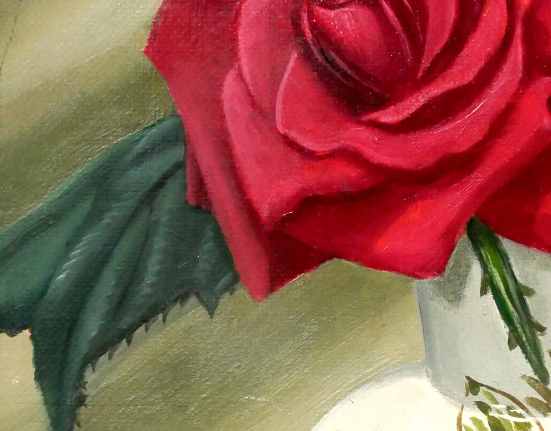 木村優博「バラ」油絵・F3号 拡大画像3