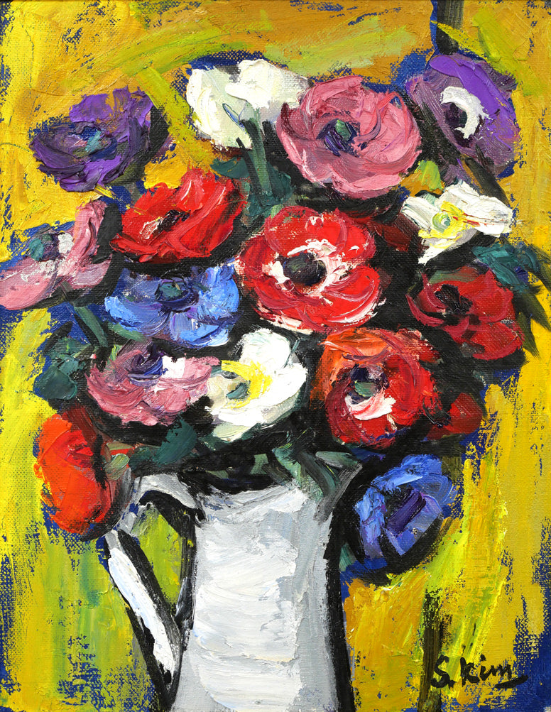 木村捷司「アネモネ」油絵・F6号 作品全体拡大画像