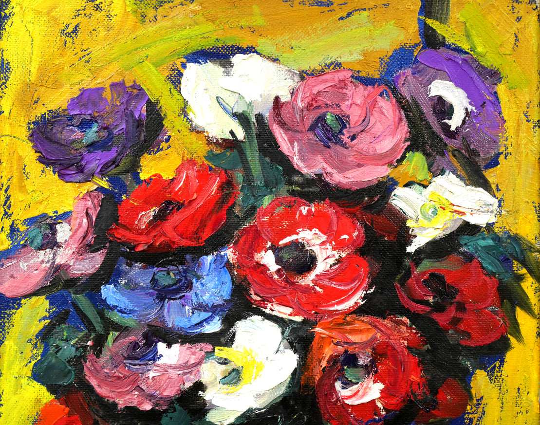 木村捷司「アネモネ」油絵・F6号 拡大画像1