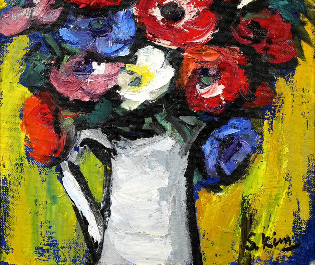 木村捷司「アネモネ」油絵・F6号 拡大画像2