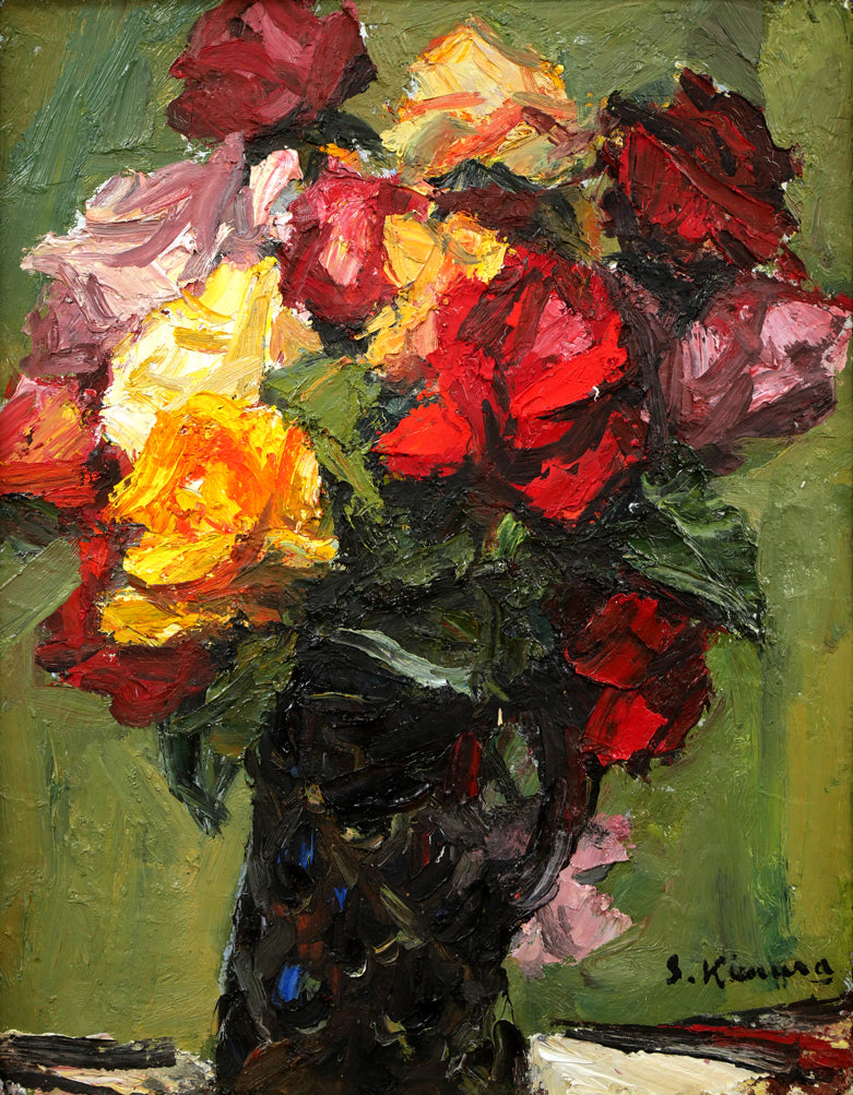 木村捷司「薔薇」油絵・F6号 作品全体拡大画像