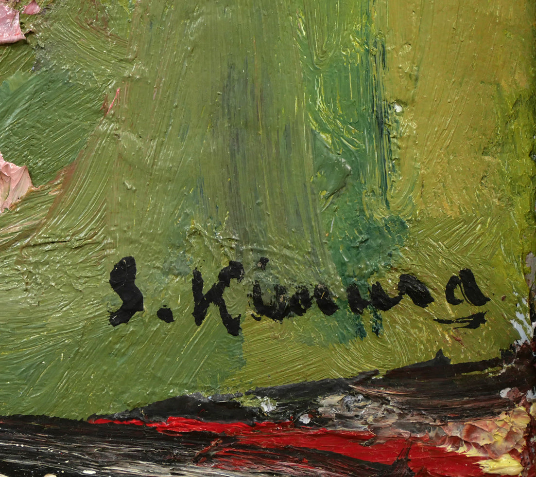 木村捷司「薔薇」油絵・F6号 サイン拡大画像