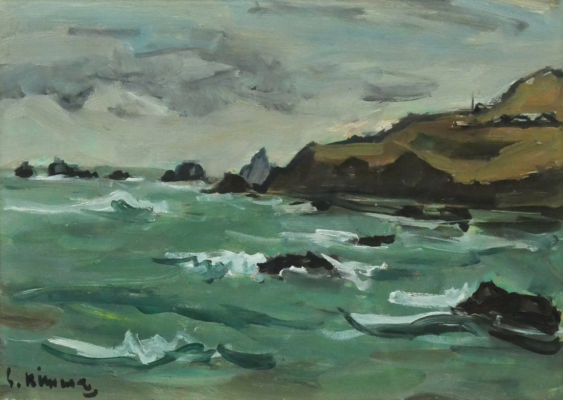 木村捷司「襟裳の海」油絵・F4号・1964年10月個展出品作 作品全体拡大画像