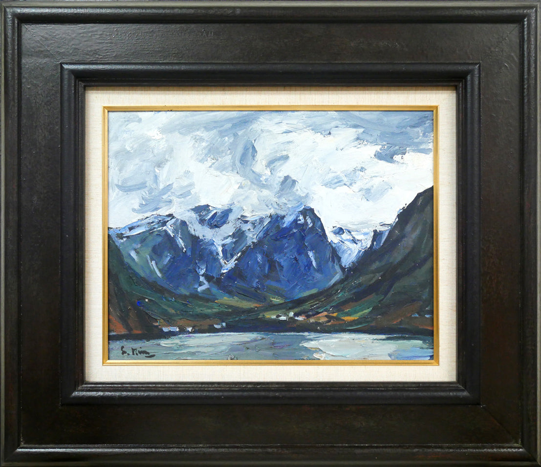 木村捷司「フィヨルドに湧く雲(ノルウェー)」油絵・P10号