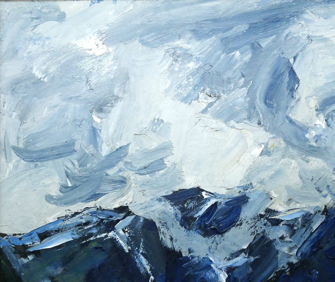 木村捷司「フィヨルドに湧く雲(ノルウェー)」油絵・P10号 拡大画像1