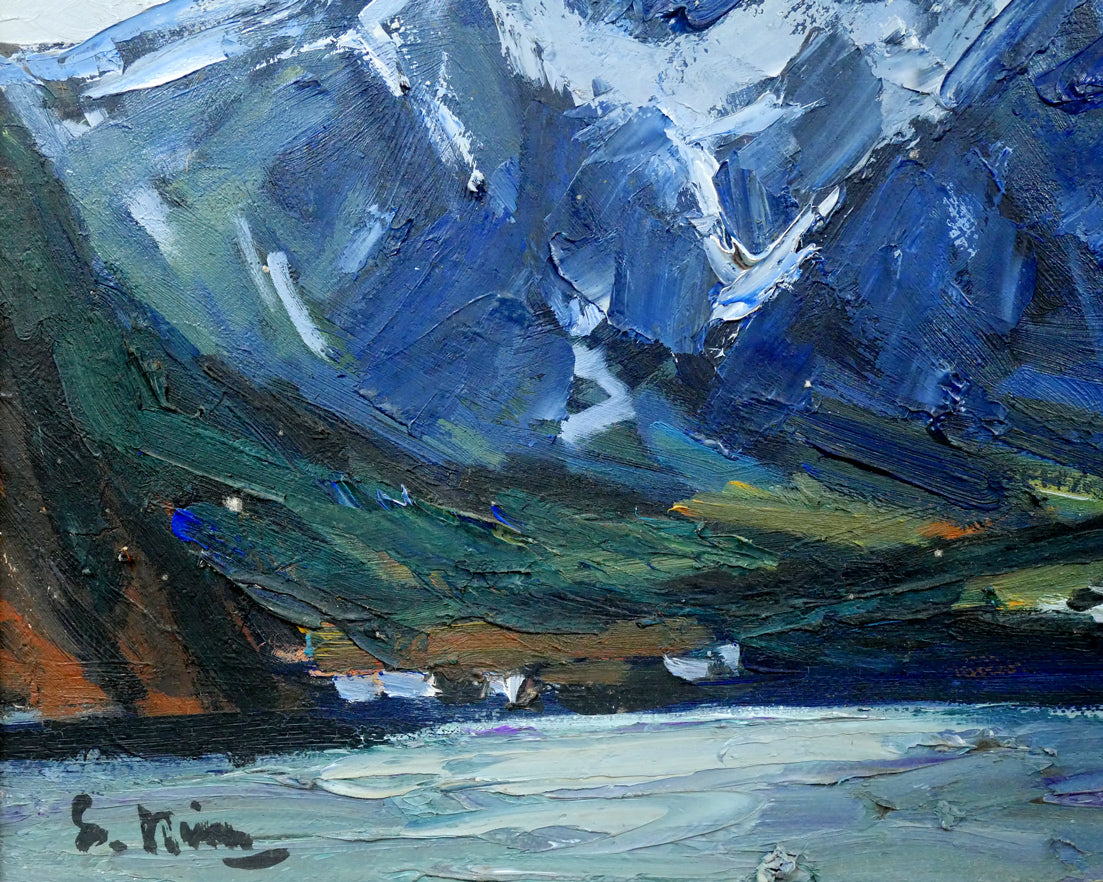 木村捷司「フィヨルドに湧く雲(ノルウェー)」油絵・P10号 拡大画像3