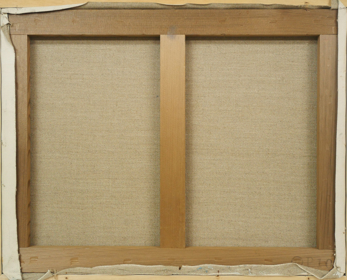 木村捷司「フィヨルドに湧く雲(ノルウェー)」油絵・P10号 キャンバス裏側画像