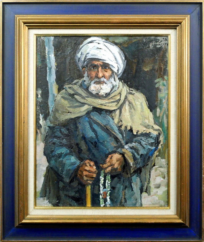 木村捷司「カンダハールの老人(アフガニスタン)【画集掲載作品】」油絵・F10号